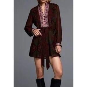 Zara Jacquard Ribbon Dress Paisley Embroidery NWT Medium